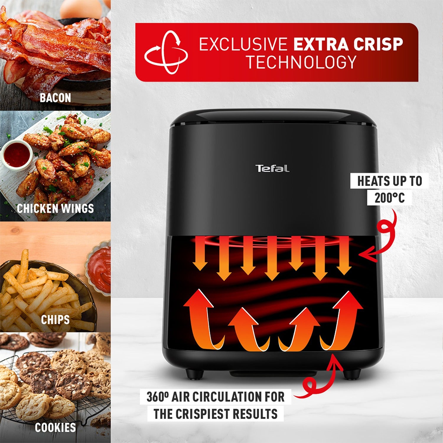 Tefal Air Fryer Easy Fry Max - 5 Liters- 1600W - Black- EG2458EG