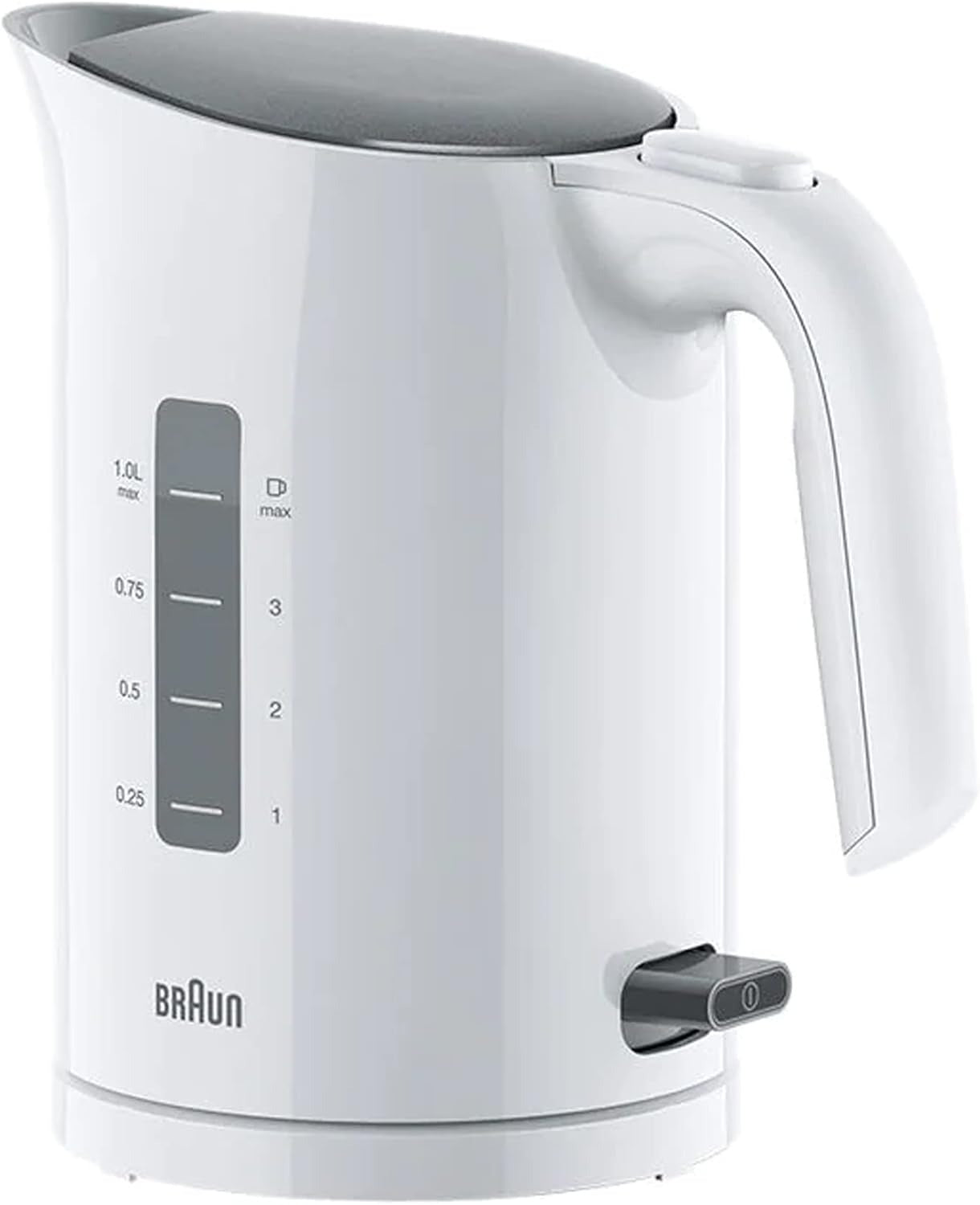 Braun PurEase Kettle 1L 2200 Watts 3Way protection Rapid boil system 45sec WK3000 WH Electric Kettle - White
