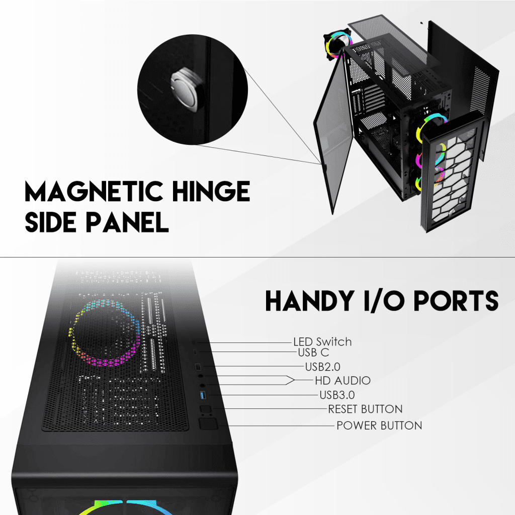 HEXA XL CG82 RGB FAN FULL TOWER CASE BLACK