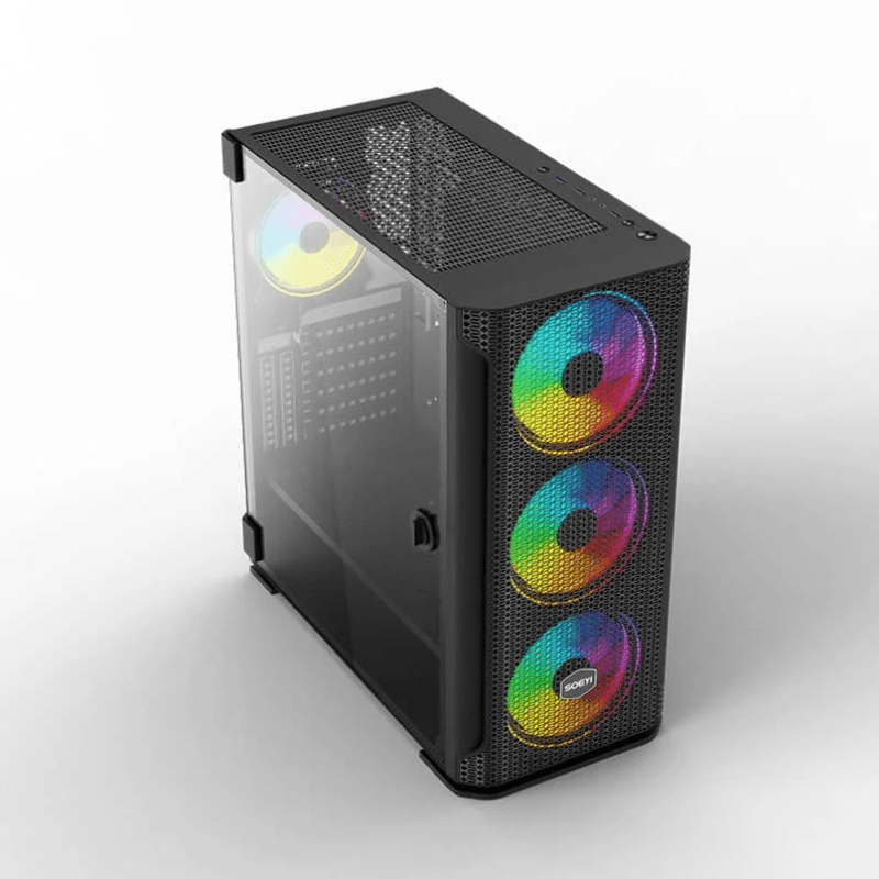 TechnoZone C-300 Case with 6 RGB Fans- Controller- and Remote