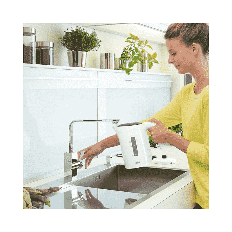 Braun PurEase Kettle 1L 2200 Watts 3Way protection Rapid boil system 45sec WK3000 WH Electric Kettle - White