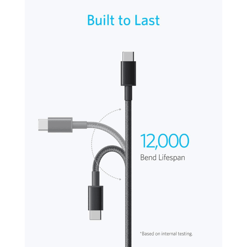 كابل أنكر 333 USB-C إلى USB-C (مضفر بطول 6 أقدام) أسود