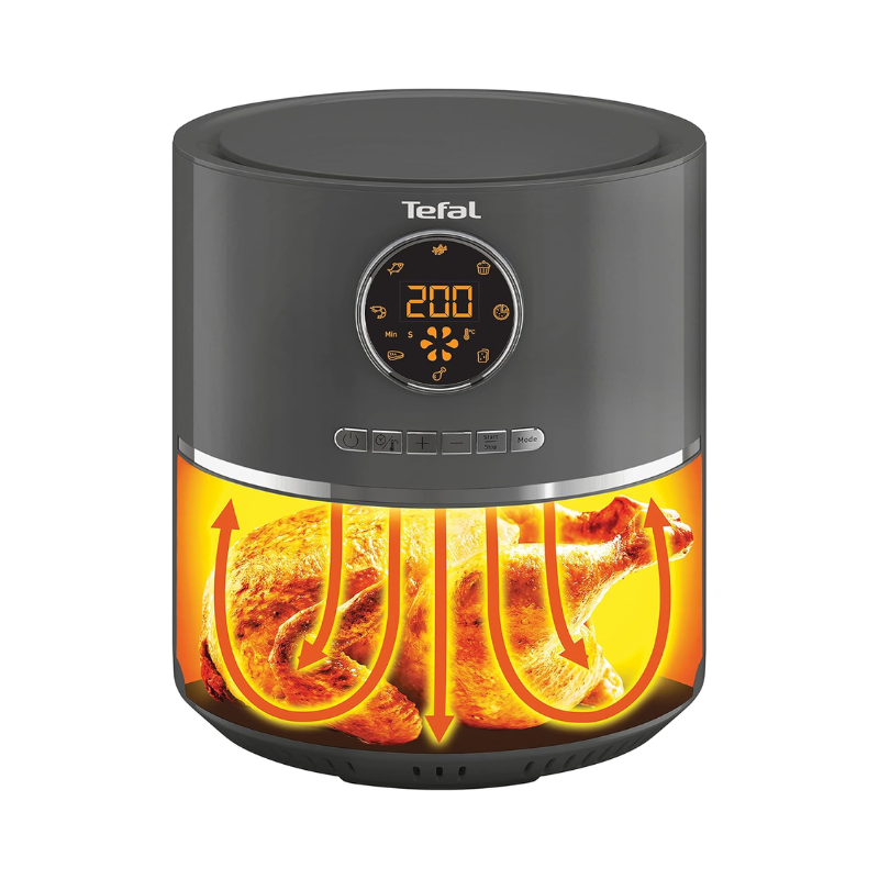مقلاة تيفال ألترا ديجيتال الهوائية - 4.2 لتر - 1600 واط - رمادي فحمي - EY111B15