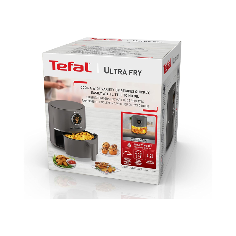 مقلاة تيفال ألترا ديجيتال الهوائية - 4.2 لتر - 1600 واط - رمادي فحمي - EY111B15