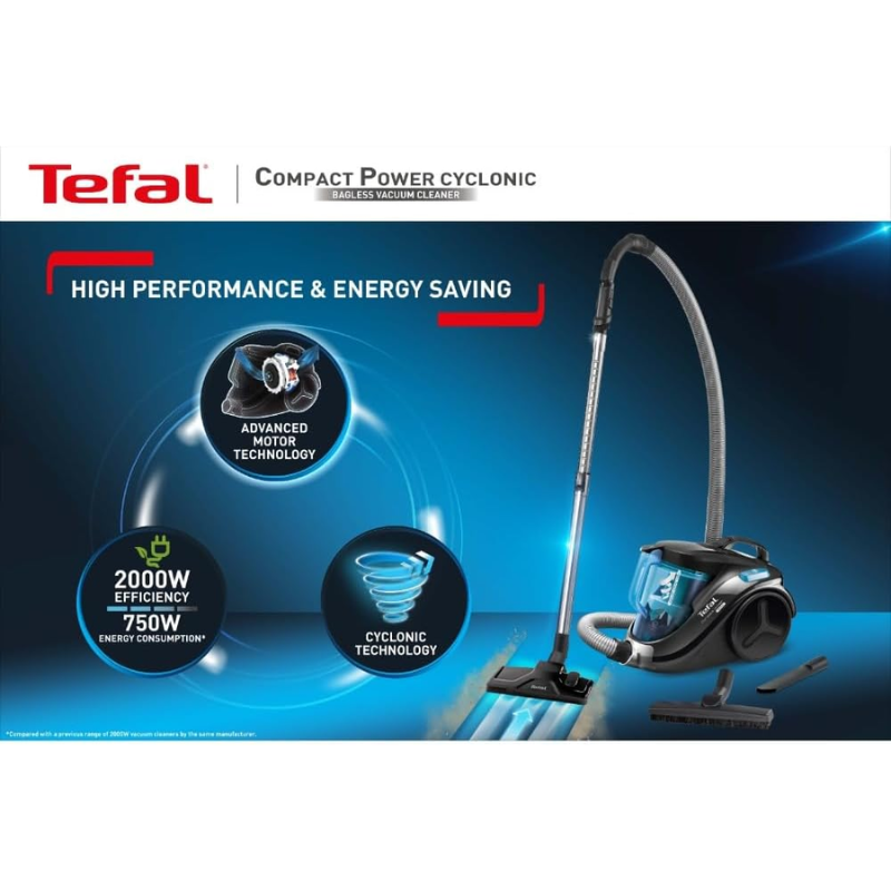 Tefal Compact Power Bagless Vacuum Cleaner- 750 Watt- Turquoise - TW3751EG