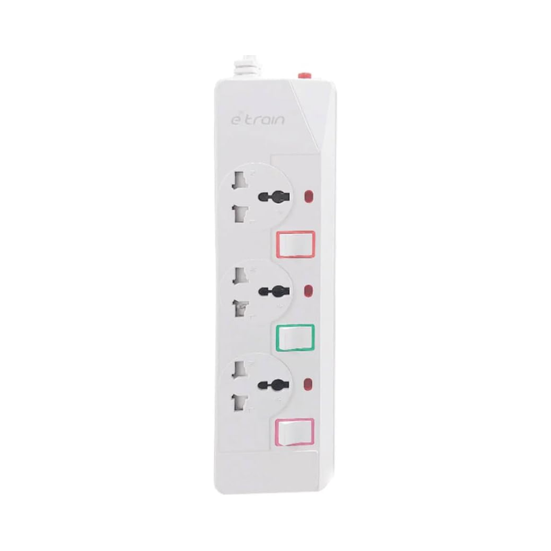Etrain 16A Power Strip with Overload Protection 3 Output Plugs + 1 USB + 1 Type-C 2.4A Charging Ports 1.5M - On-OFF Switch