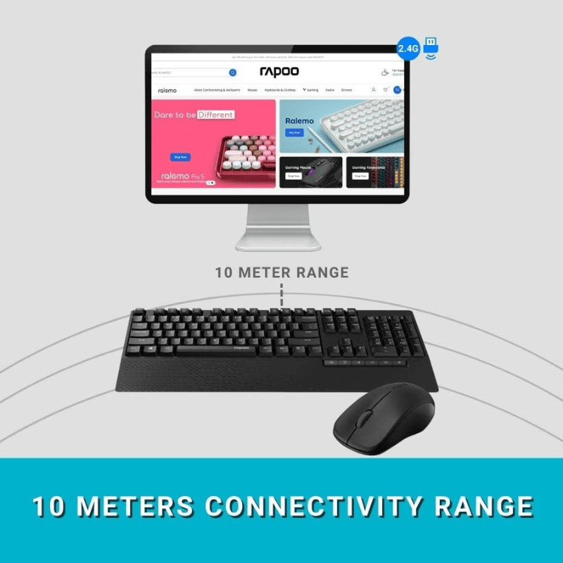 Rapoo Combo Mouse & Keyboard Wireless X1960 Black