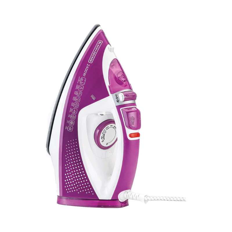 Black+Decker 2400W Steam Iron with Auto Shutoff and Ceramic Soleplate- Magenta - X2450-B5