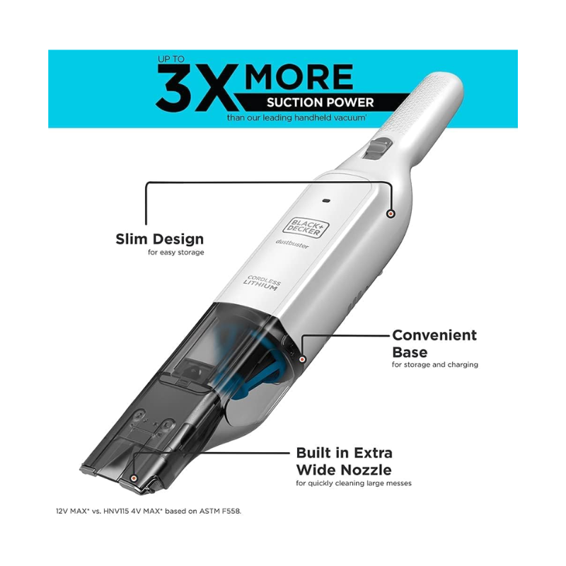 Black + Decker 1700W 12v CordlessSlim Dustbuster Hand Vacuum HLVC315J11-GB