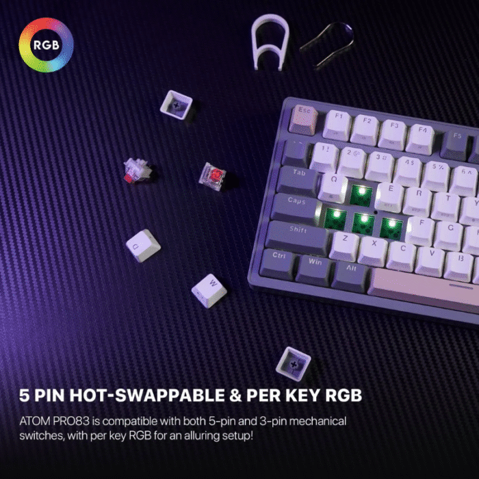 Keyboard Fantech Mechanical ATOM PRO83 MK913 Mercury Black