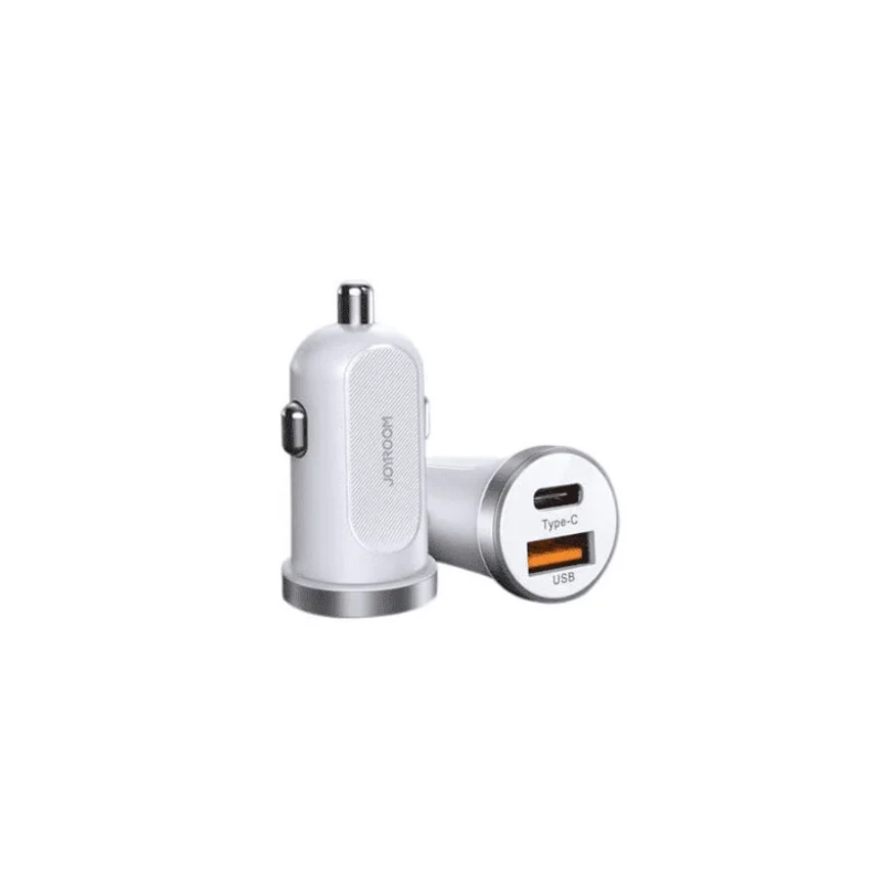 شاحن سيارة سريع من جوي روم بمنفذين USB A وType C بقدرة 30 وات أبيض C A08 