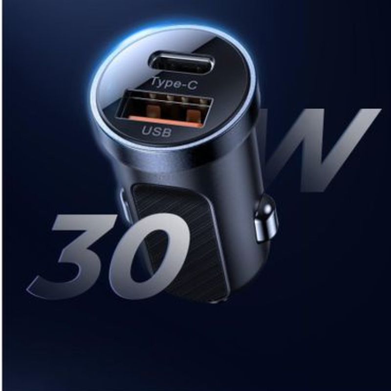 شاحن سيارة سريع من جوي روم بمنفذين USB A وType C بقدرة 30 وات أبيض C A08 