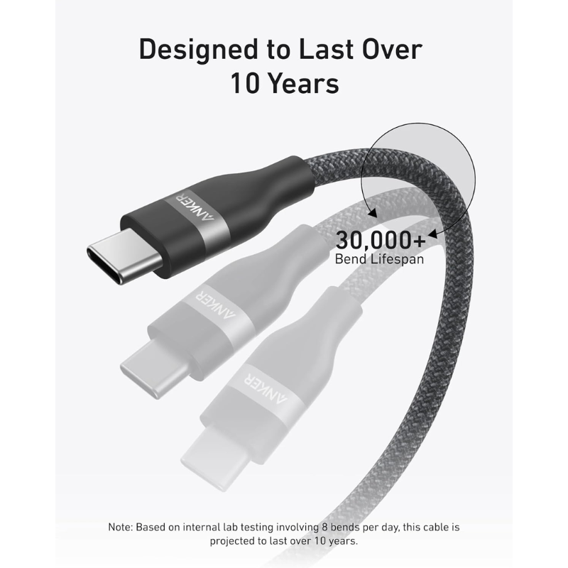 كابل أنكر USB-C إلى USB-C بطول 3 أقدام وقوة 240 واط، أسود A82E2H11 