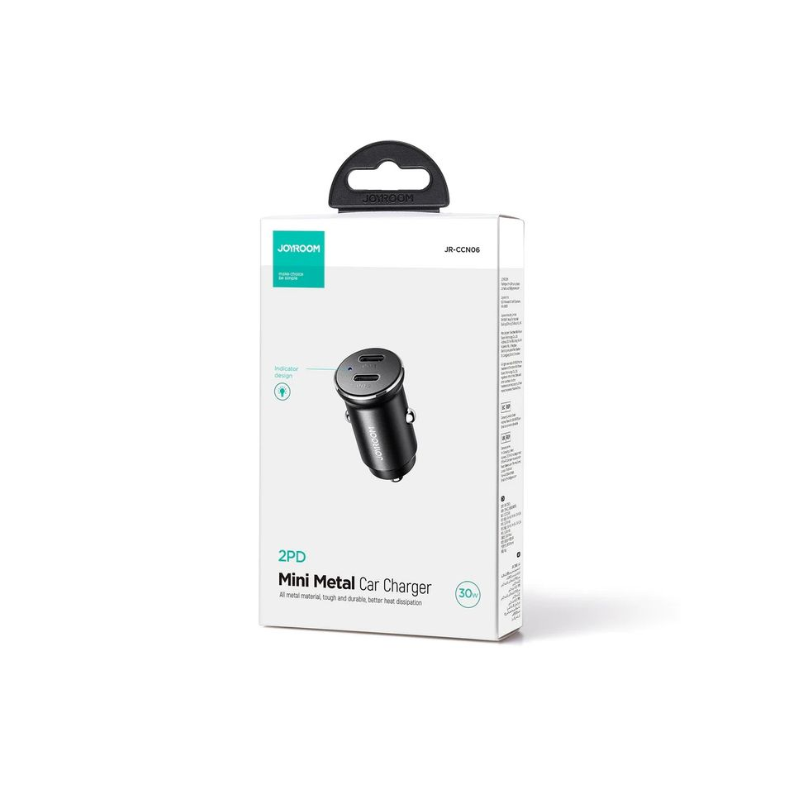 JOYROOM Fast Car Charger Mini Metal Dual Port Type C 30W Black JR CCN06