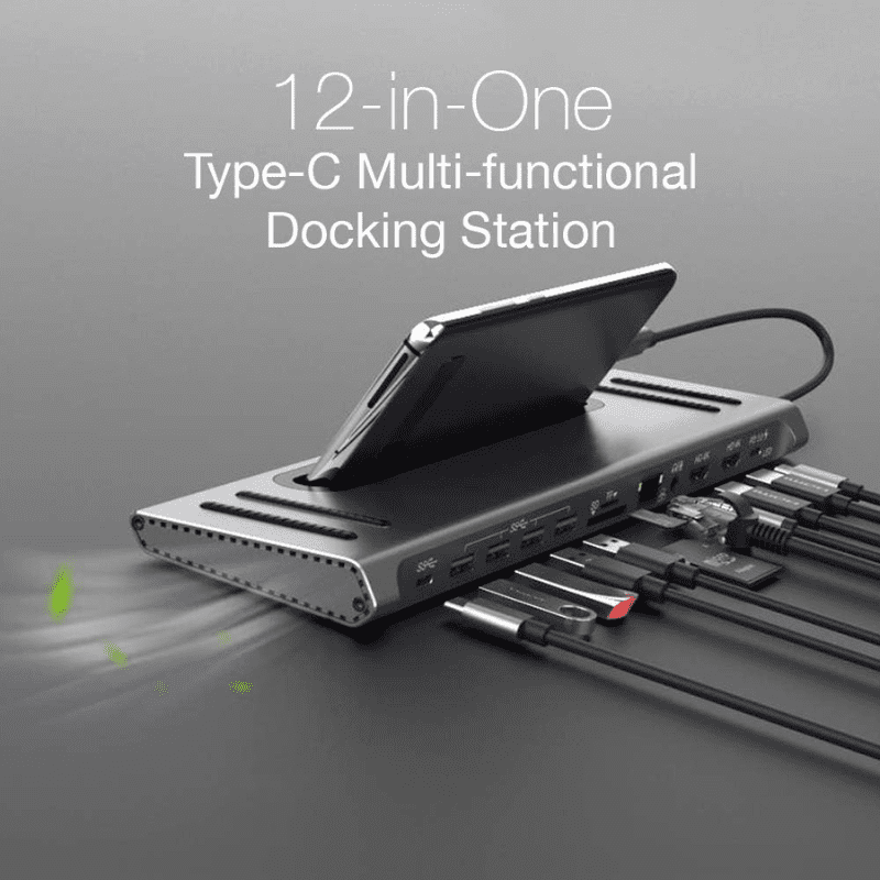 Onten Hub 12 1 Type C To HDMI 4K 2 SD TF Card USB 3.0 4 PD Charge Type-C Audio Lan10/100/1000 OTN 9199