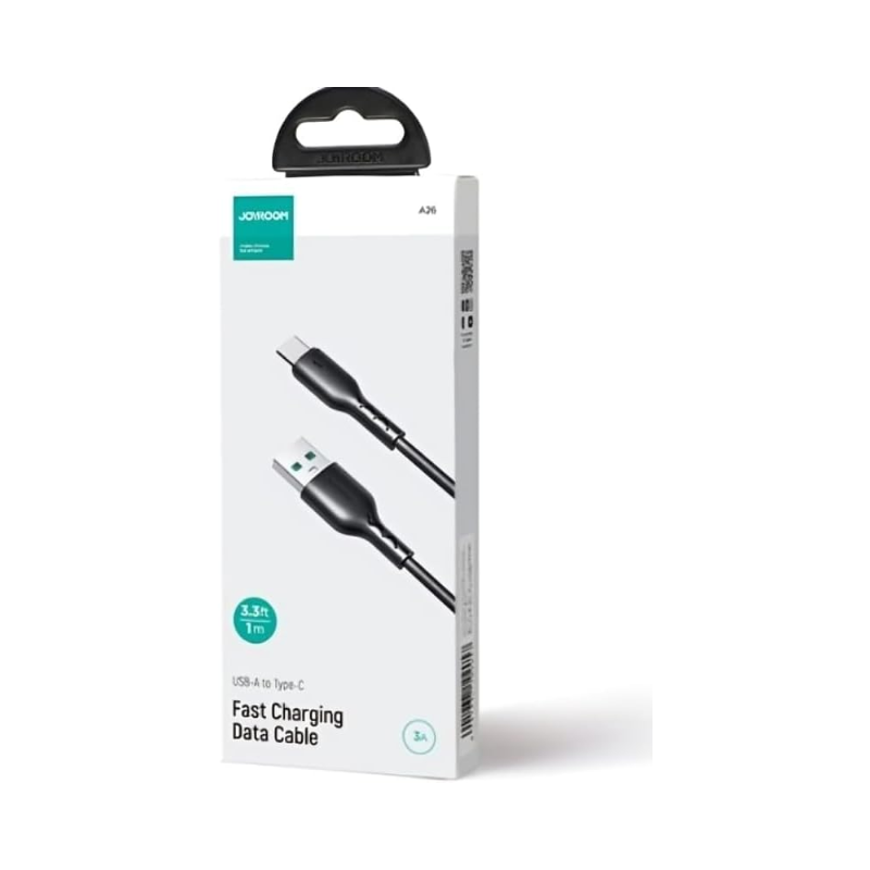 كابل بيانات شحن سريع من جوي روم USB A إلى Type C 3A بطول 1 متر أسود SA26 AC3 
