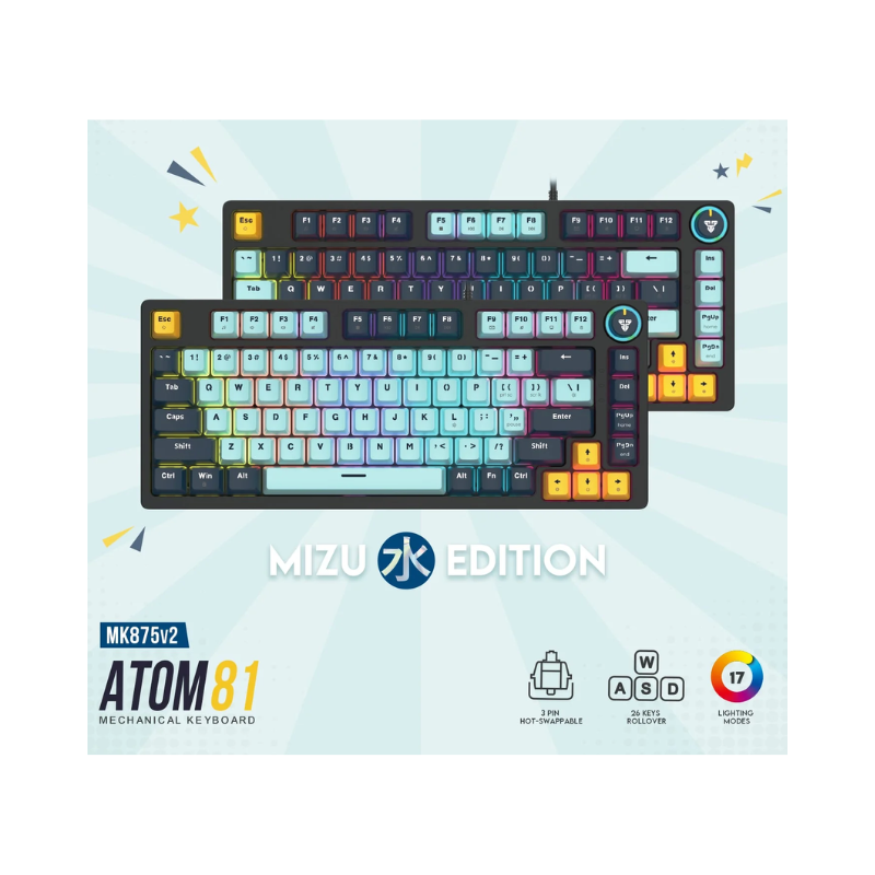 Fantech Mechanical Keyboard ATOM81 MK875v2 – Sky Blue