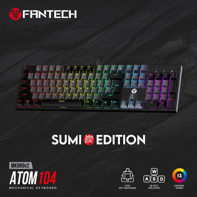 لوحة مفاتيح ميكانيكية فانتيك ATOM104 MK886v2 رمادية