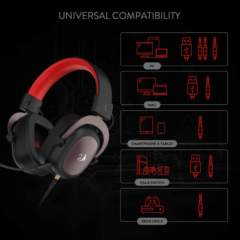 Redragon H510 Zeus Wired Gaming Headset- 7.1 Surround- Detachable Microphone