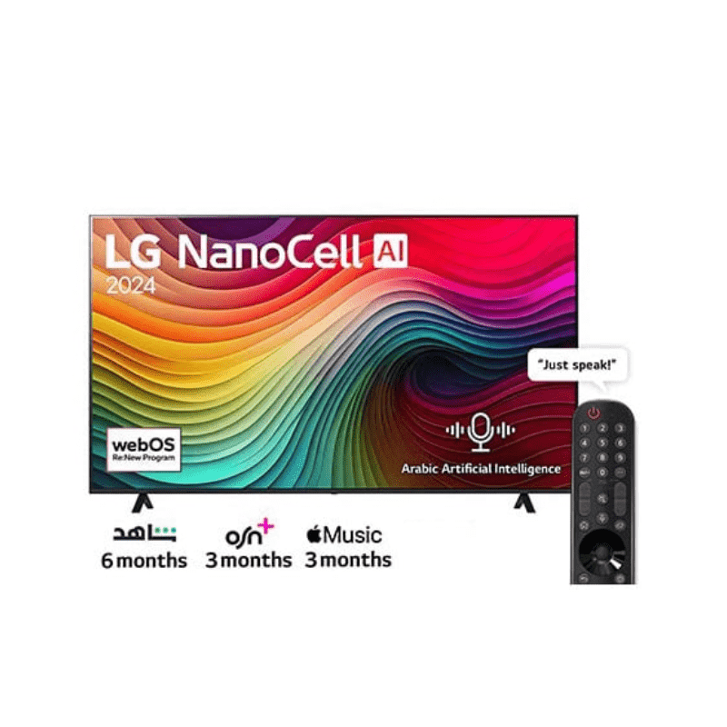 تلفزيون LG NanoCell NANO80T الذكي 4K مقاس 65 بوصة مع جهاز استقبال مدمج وجهاز تحكم عن بعد سحري 65NANO80T6A - 2024 