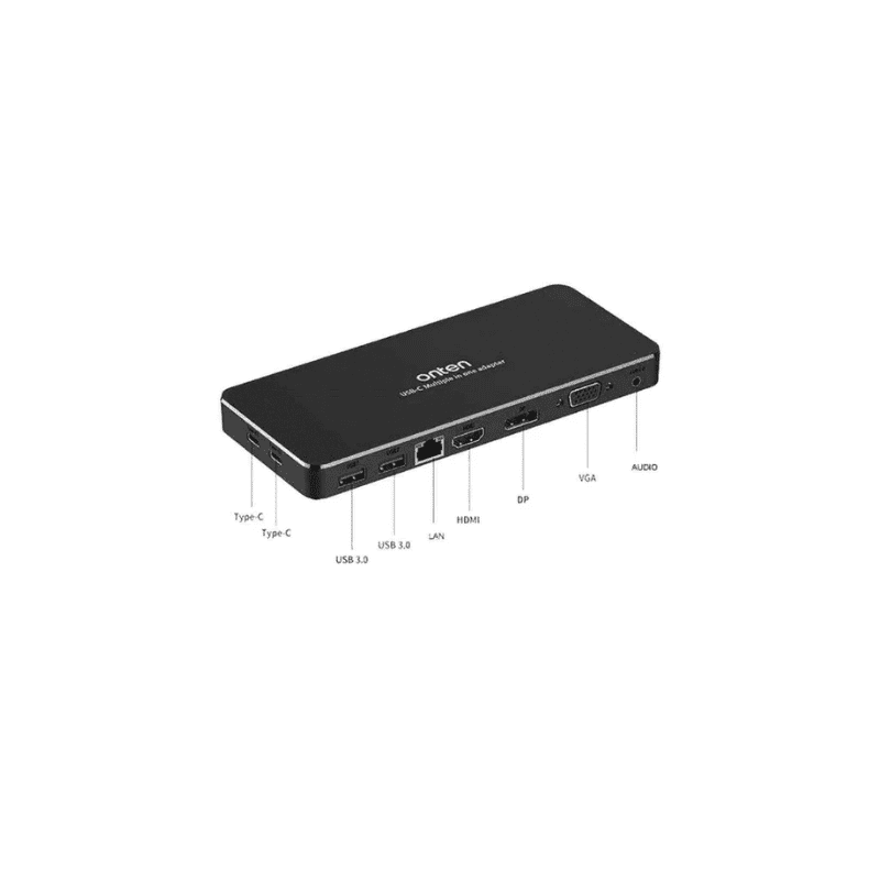 Onten Hub 9 1 Type C To 2 Ports USB3.0 HDMI Ethernet Display VGA Audio 2 Ports Type C OTN 9188S