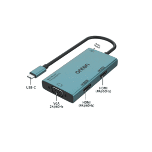 أونتن HUB 4 1 Type C إلى منفذ VGA مزدوج عالي الوضوح بدقة 4K وتردد 60 هرتز مع مخرج صوت (MST) OTN M206 