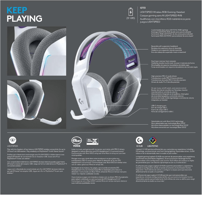 سماعة الألعاب لوجيتك جي
G733 Lightspeed اللاسلكية RGB 