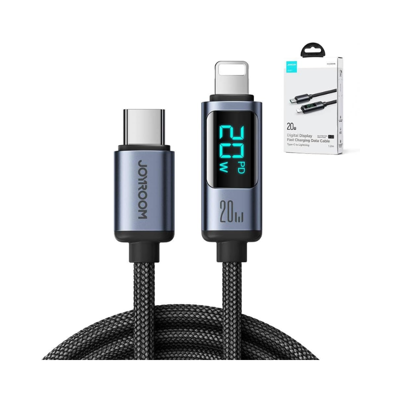 JOYROOM Fast Charging Data Cable Digital Display Type C to Lightning 20W 1.2m Black S-CL020A16