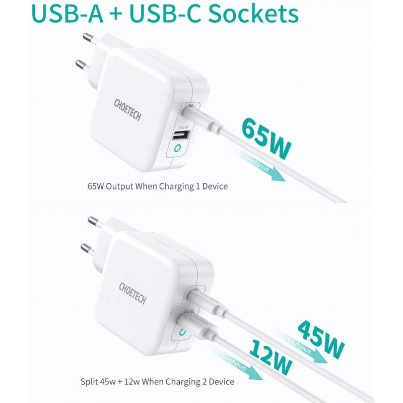 ADPTOR ENERGY  65w PD 3.0 USB C