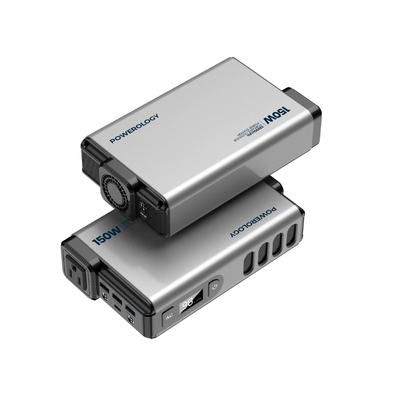 Powerology 150W Inverter AC Universal USB A 2*type-C  DC Car 12V10A - Black