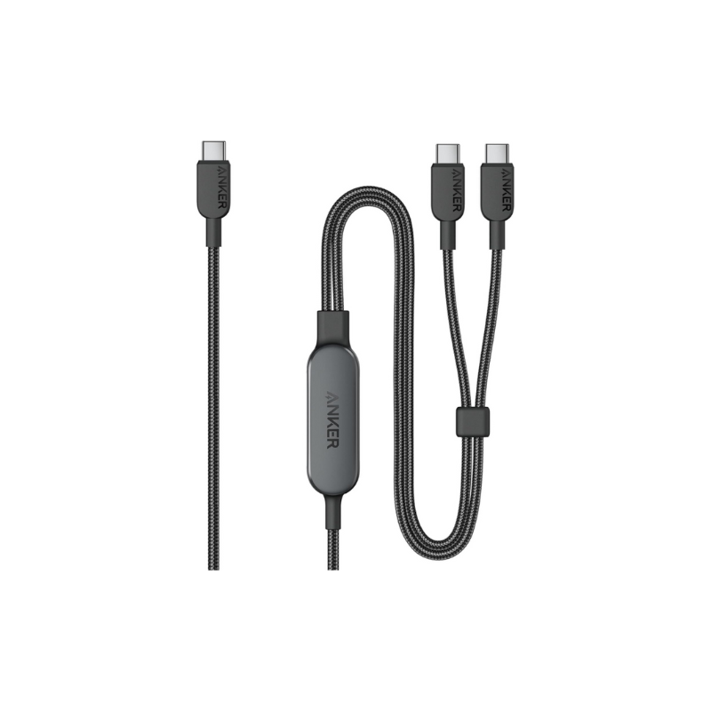 كابل أنكر 2 في 1 من USB-C إلى USB-C (4 أقدام 140 واط) أسود A8895H11