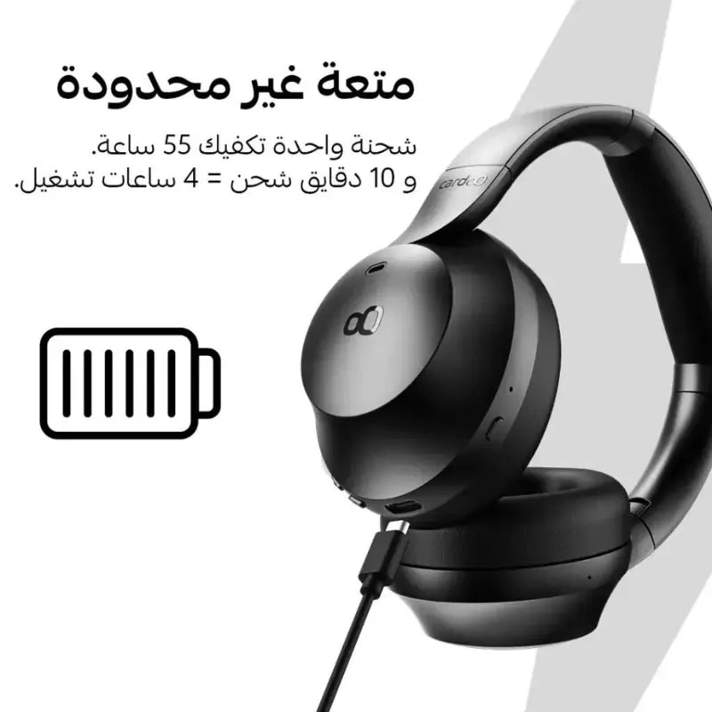 Cardoo Wireless Over Ear Headphone with Mic, Noise Cancellation, Black - CGLHDP01B