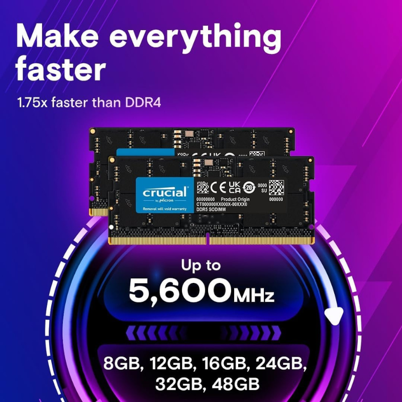 Crucial RAM 16GB DDR5 5600MHz (or 5200MHz or 4800MHz) Laptop Memory