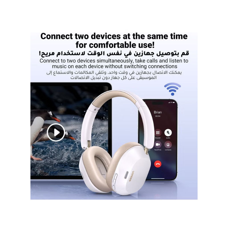 UGREEN Hitune Max 5c Wirless Headphones Hybrid ANC Bluetooh 5.4 White