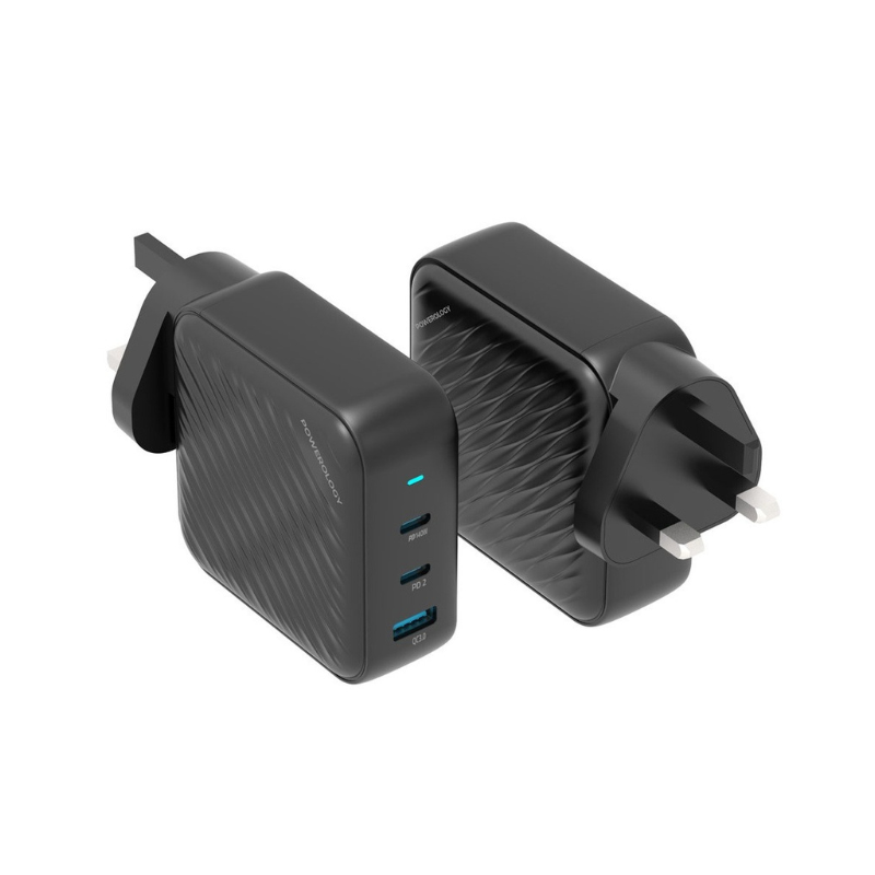 Powerology 140W PD QC 2xUSB-C and 1xUSB-A GaN Charger UK