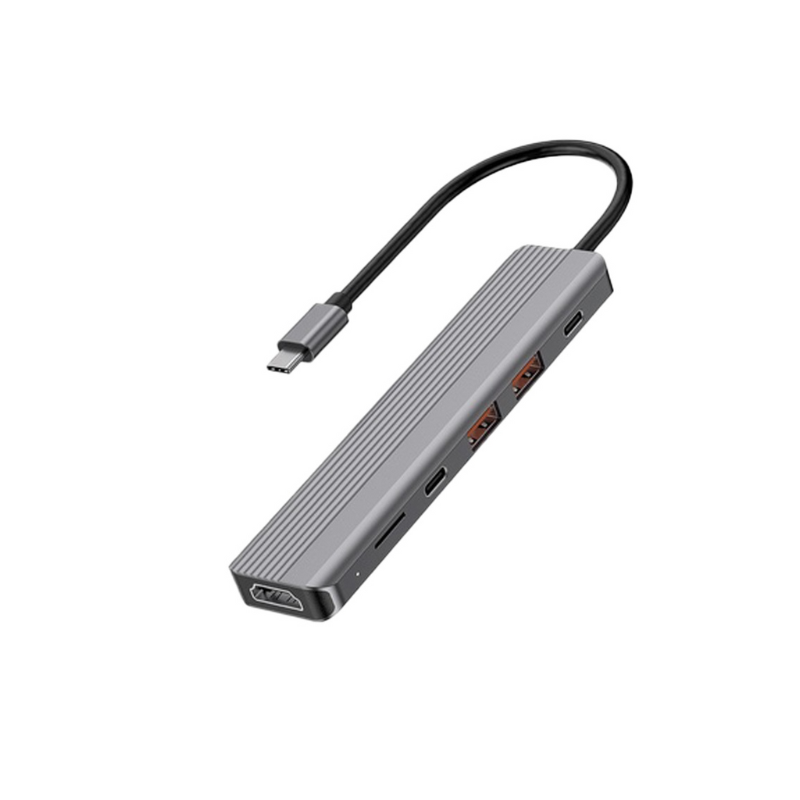 Powerology 6 in 1 Slim 4K HDMI USB-C Hub PD 100W USB MicroSD