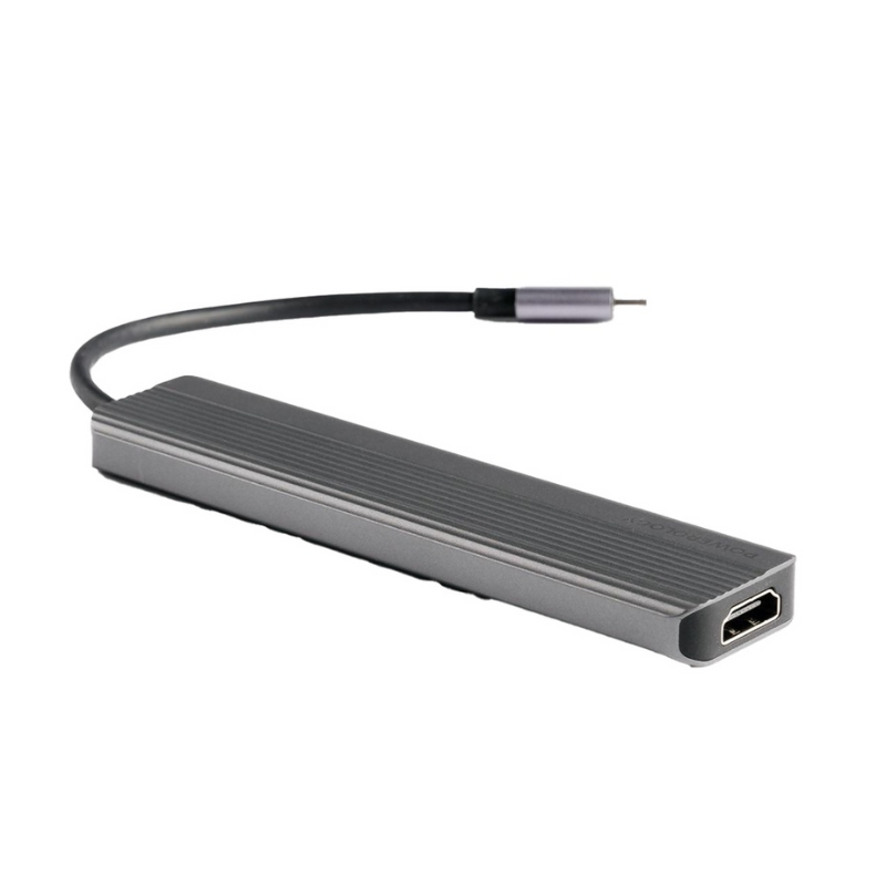 Powerology 6 in 1 Slim 4K HDMI USB-C Hub PD 100W USB MicroSD