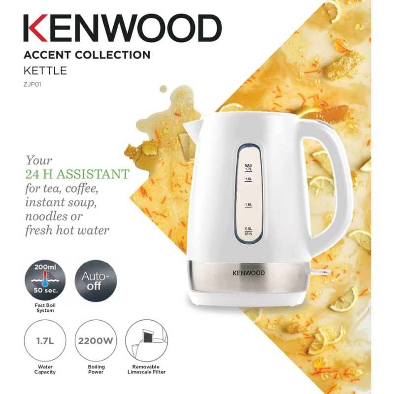 Kenwood Kettle 1.7 Litter 2200 w Plastic white  ZJP01