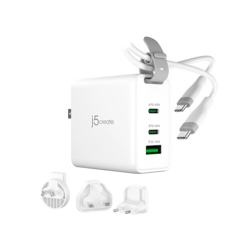 j5create_Power Charger 65W GaN With 3-Port (Type-C*2+USB3.0*1)_JUP3565CV