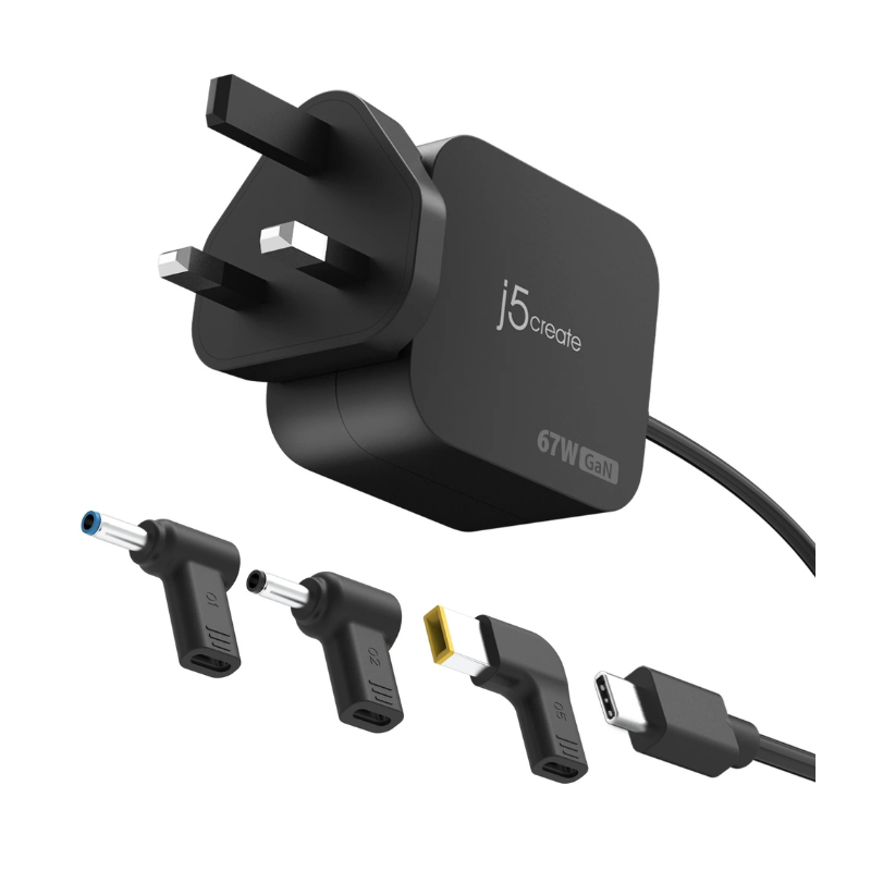 j5create_Power Mini Charger 67W GaN Type-C  Charger with 3 Types of DC Connector - UK_JUP1565DCF3A