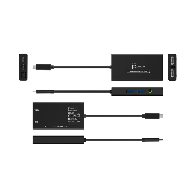 j5create_Video Capture With HUB Type-C To (HDMI-4K*2+USB3.0*2+3.5mm Audio Jack)_ JVA01