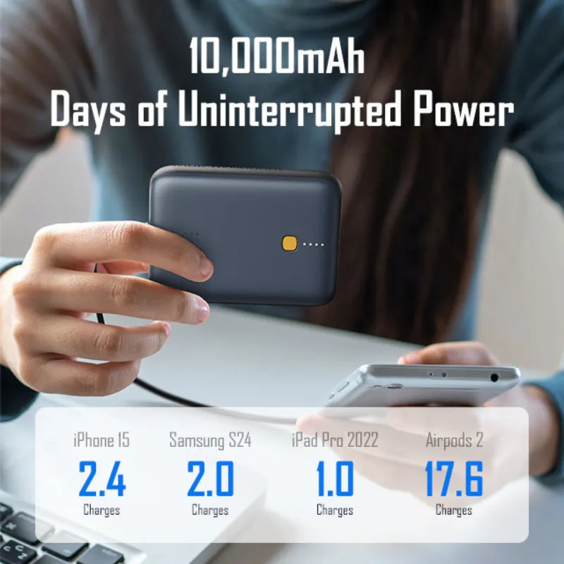 VOLTME Hypercore 10K Pro Ultra-Compact 10000mAh Power Bank 30W Fast Charging  Dual Output  Digital LED Display  Flight Friendly