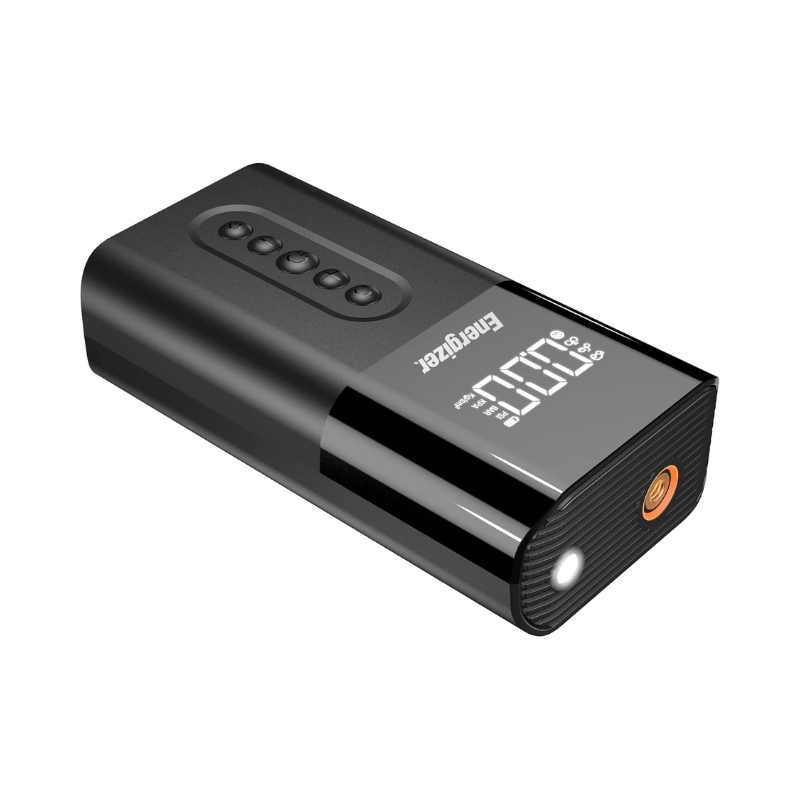 ضاغط هواء محمول من إنرجايزر PAC6003 وبنك طاقة 6000 مللي أمبير/ساعة للسيارات والمحركات والدراجات، لون أسود