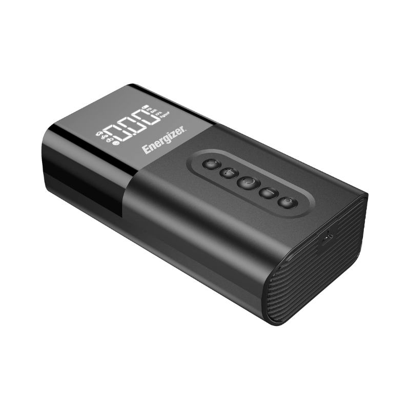 ضاغط هواء محمول من إنرجايزر PAC6003 وبنك طاقة 6000 مللي أمبير/ساعة للسيارات والمحركات والدراجات، لون أسود