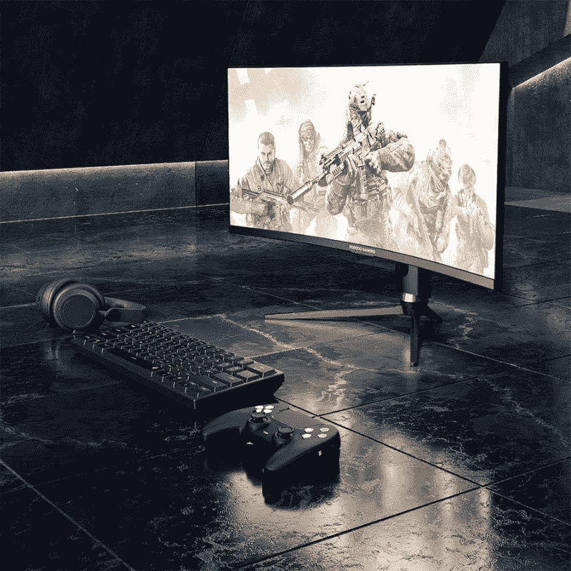 Porodo Gaming Ultra Wide Curved Gaming Monitor 34  165Hz - Black