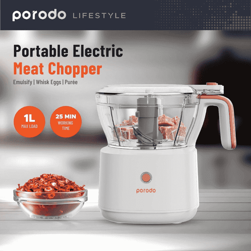 Porodo portable electric meat chopper 1/L  1500 mah