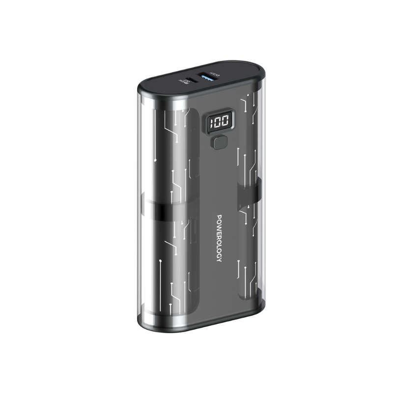 Powerology Crystalline Series Powerbank 20000mAh PD 65W - Transparent