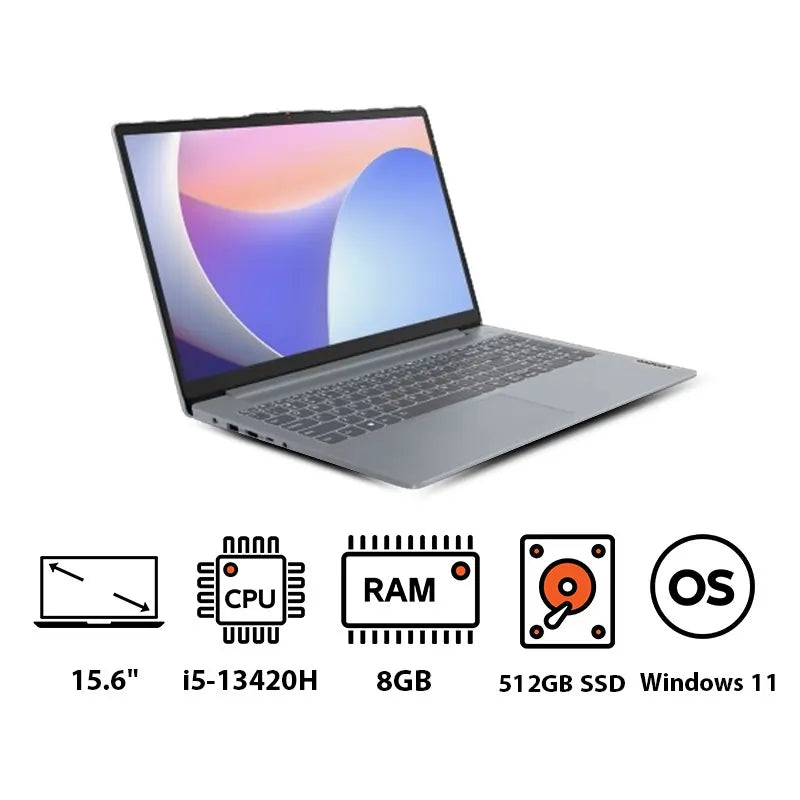 لاب توب لينوفو ايديا باد سليم 3 15IAH8 - معالج انتل كور i5-12450H - ذاكرة 8 جيجابايت - قرص صلب SSD سعة 512 جيجابايت - معالج رسومات انتل فائق الدقة - شاشة 15.6 بوصة عالية الدقة - ويندوز 11 - رمادي