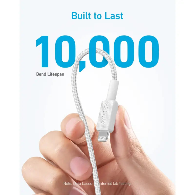 Anker 322 USB-C to Lightning Cable (6ft Braided)- White A81B6H21