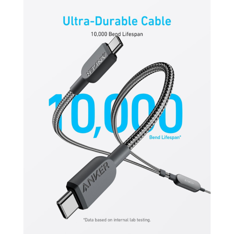 كابل أنكر 2 في 1 من USB-C إلى USB-C (4 أقدام 140 واط) أسود A8895H11